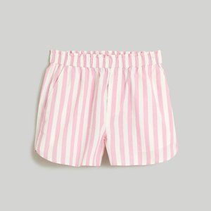 NWT Madewell Pull-On Shorts in Striped Signature Poplin XXS Shaded Pink